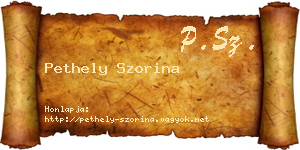Pethely Szorina névjegykártya